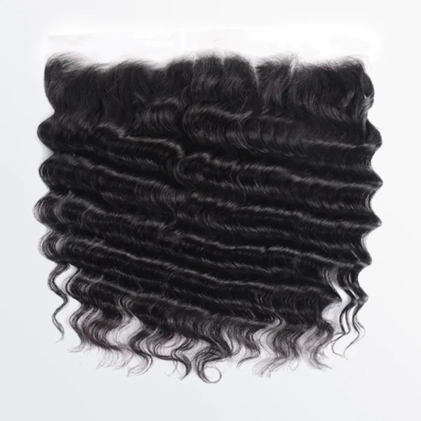 Transparent 14-20 Inch 13" x 4" Loose Deep Wave Free Part Frontal #1B Natural Black