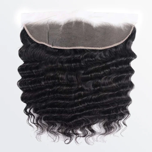 Transparent 14-20 Inch 13" x 4" Loose Deep Wave Free Part Frontal #1B Natural Black - Image 2