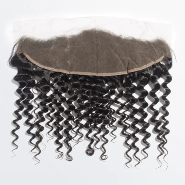 Transparent 14-20 Inch 13" x 4" Deep Curly Free Part Frontal #1B Natural Black - Image 2