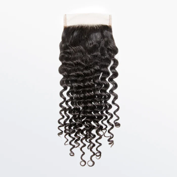 12-20 Inch 4" x 4" Deep Curly Free Part Lace Closure #1B Natural Black