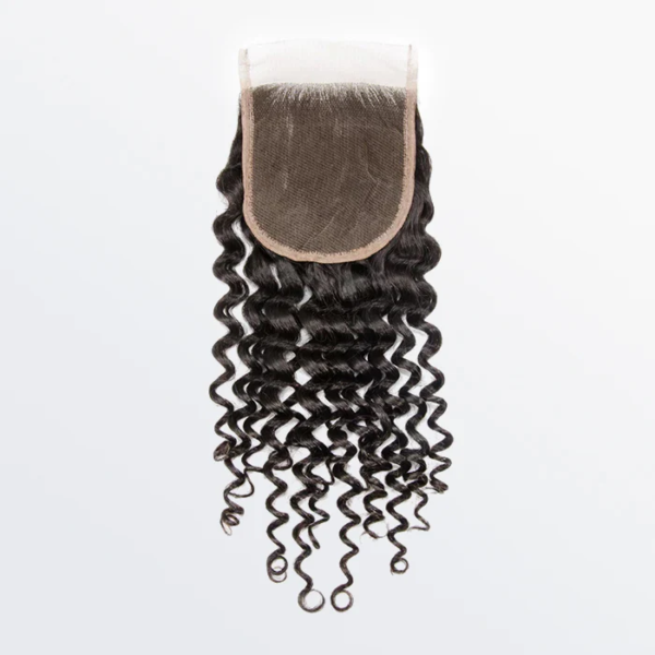 12-20 Inch 4" x 4" Deep Curly Free Part Lace Closure #1B Natural Black - Image 2