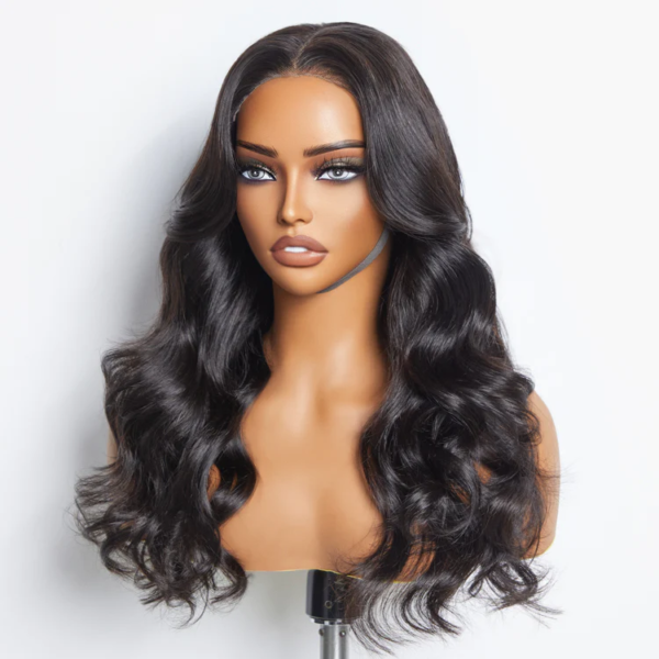 24 Inches 5"x5" Body Wave Glueless #1B Lace Closure Wig-100% Premium Human Hair