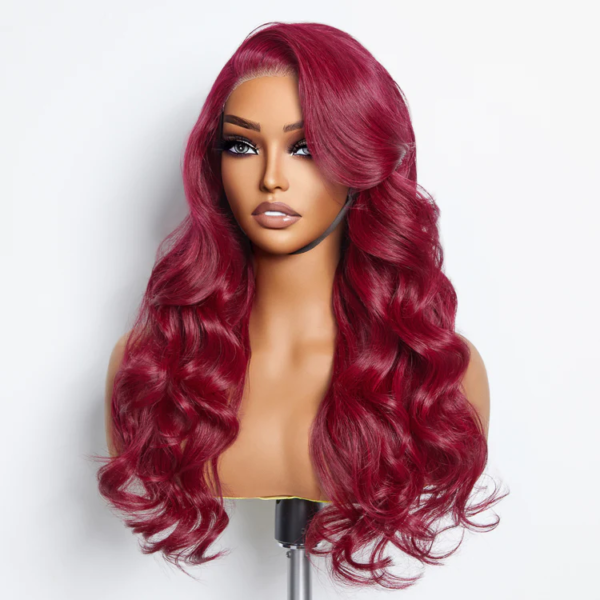 24 Inches 5"x5" Body Wave Glueless #99j Lace Closure Wig-100%  Premium Human Hair